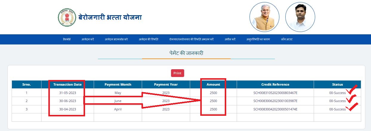 CG Berojgari Bhatta Yojna Stetus Check